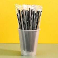 50 Pcs  Exquisite Tea Control Is A Must-Have! Independently Packaged Black Straw With Dark Texture And Hidden Details, Providing A Sense Of Ceremony And Hygiene When Drinking Coffee And Milk Tea - 黑色 - 查看 7