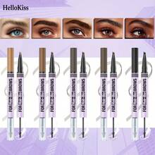 HelloKiss Double-Ended 4-Fork Tip Eyebrow Pen & Clear Brow Gel, Waterproof Smudge-Proof Long-Lasting Microblading Brow Pencil With Precise Brush Tip For Natural Hair-Like Brows, Shaping Filling Makeup For Women - Multicolor-purple Tube - View 7