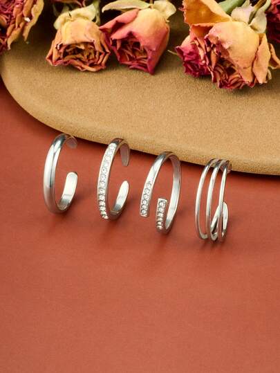 4pcs Adjustable Toe Rings, Women's Open Toe Rings, Knotted Toe Rings, Summer Beach Foot Jewelry, Inlaid Zirconia, Silver/Gold/Rose Gold