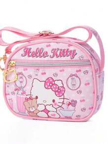1件可爱卡通Hello Kitty、Kuromi、Cinmon Roll、Melody钥匙扣及文件袋，单肩斜挎包，儿童款
