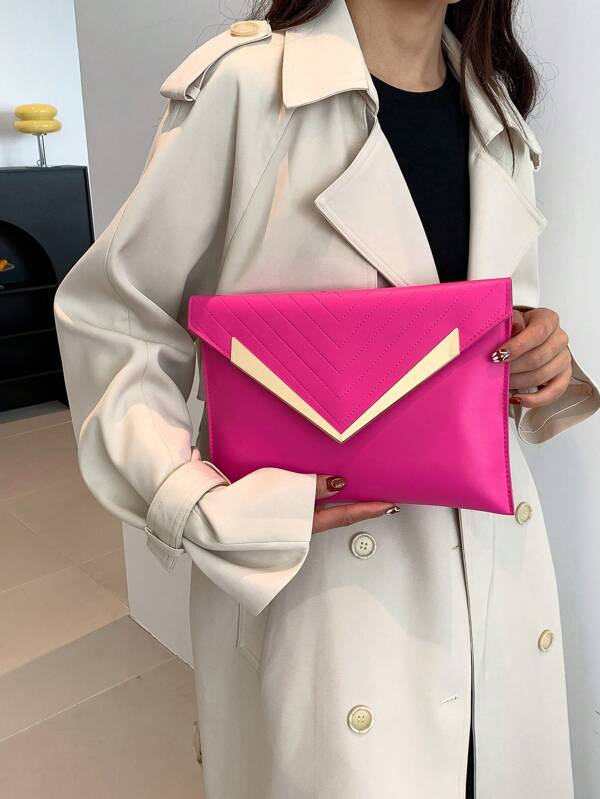 Sac enveloppe , design unique, sac à main vintage de couleur unie à la mode pour femmes
