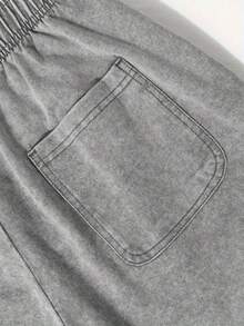 290g Washed, Rich Club Printed Shorts, High Quality Batik Cotton Men's Shorts, Suitable For Daily Wear, Adjustable Drawstring Waist, Elastic Belt And Pocket, Holiday Gifts, Men's Wear. - 深灰色 - 查看 5