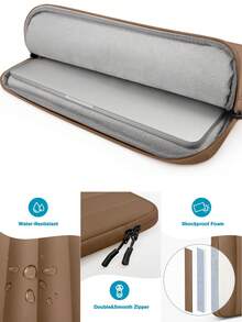 TECOOL 适用于13-16英寸厚笔记本电脑的保护套，防水设计，带配件袋，适用于MacBook Air 13/15 M1/M2（2012-2023）、Pro 13/14/15/16（2010-2022）、Chromebook、Surface、HP笔记本电脑，棕色 - 棕色 - 查看 6