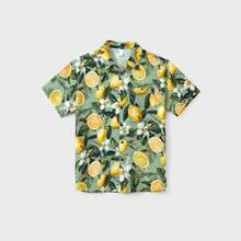 PatPat Matching Family Outfits – Lemon Print Hawaiian Shirts & Summer Dresses – Tropical Vacation Clothes For Men, Women & Kids - 綠色 - 查看 5