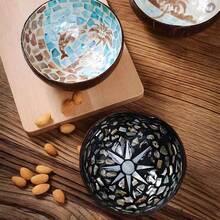 1pc Coconut Shell Candy Bowl Holder, Decorative Salad Bowl - Natural Coconut Shell Bowl Storage Bowl - Candy Container Nut Rack, School Supplies, Back To School - Brown - View 2