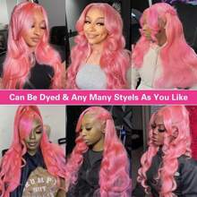 13X4 Pink Lace Front Wig Human Hair Pink Wigs Human Hair Body Wave Lace Frontal Human Hair Wigs For Women/ Girls, Pre Plucked Colored Lace Frontal Wig Human Hair With Baby Hair, Party Festival Wedding Hair (180%, 10-26 Inch), Colorful Human Hair Wigs Perfect For Halloween Cosplay Use For Girls,Salon Quality, Can Be Dyed, Halloween Costumes Party Human Hair Extension, Angel Cosplay Use
