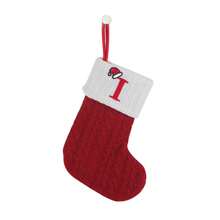 1pc Classic Christmas Stocking - Red And White Knitted Embroidered Alphabet Letter, Modern Style Holiday Polyester Candy Cane Decor, Festive Xmas Tree Hanging Ornament, Soft, Durable, Easy To Hang, Perfect For Holiday Season, Home Fireplace, New Year, Indoor And Outdoor Decor, Gift Bag, Christmas Decor Home Decor Christmas Decorations Room Decor