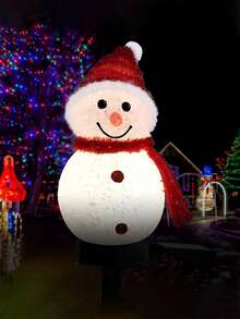 1 pieza Luz de ambiente con decoración de paisaje de muñeco de nieve con energía solar, luz de color cálido para decoración navideña exterior, adecuada para jardín, patio, césped, parque, porche y entrada de automóviles - Multicolor - Ver 15