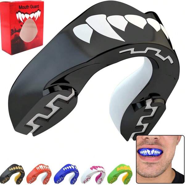 [Superventas exclusivos 2025] 1 pieza Protector bucal profesional EVA para deportes, boxeo/Muay Thai/Kickboxing, protección dental anti-mordedura, resistente al impacto, adecuado para baloncesto, taekwondo, entrenamiento y competición de adultos y jóvenes, con moldeado de mordida, transpirable, equipo de protección dental no sofocante