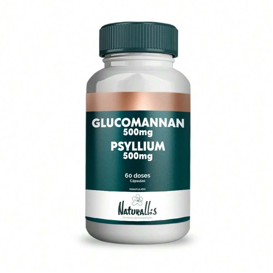Glucomannan 500mg C/ Psyllium 500mg - 60 Doses Cápsulas