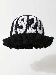 一顶女士彩色手工钩针镂空针织帽春夏透气小众旅行露脸小包包帽时尚套头帽时尚百搭