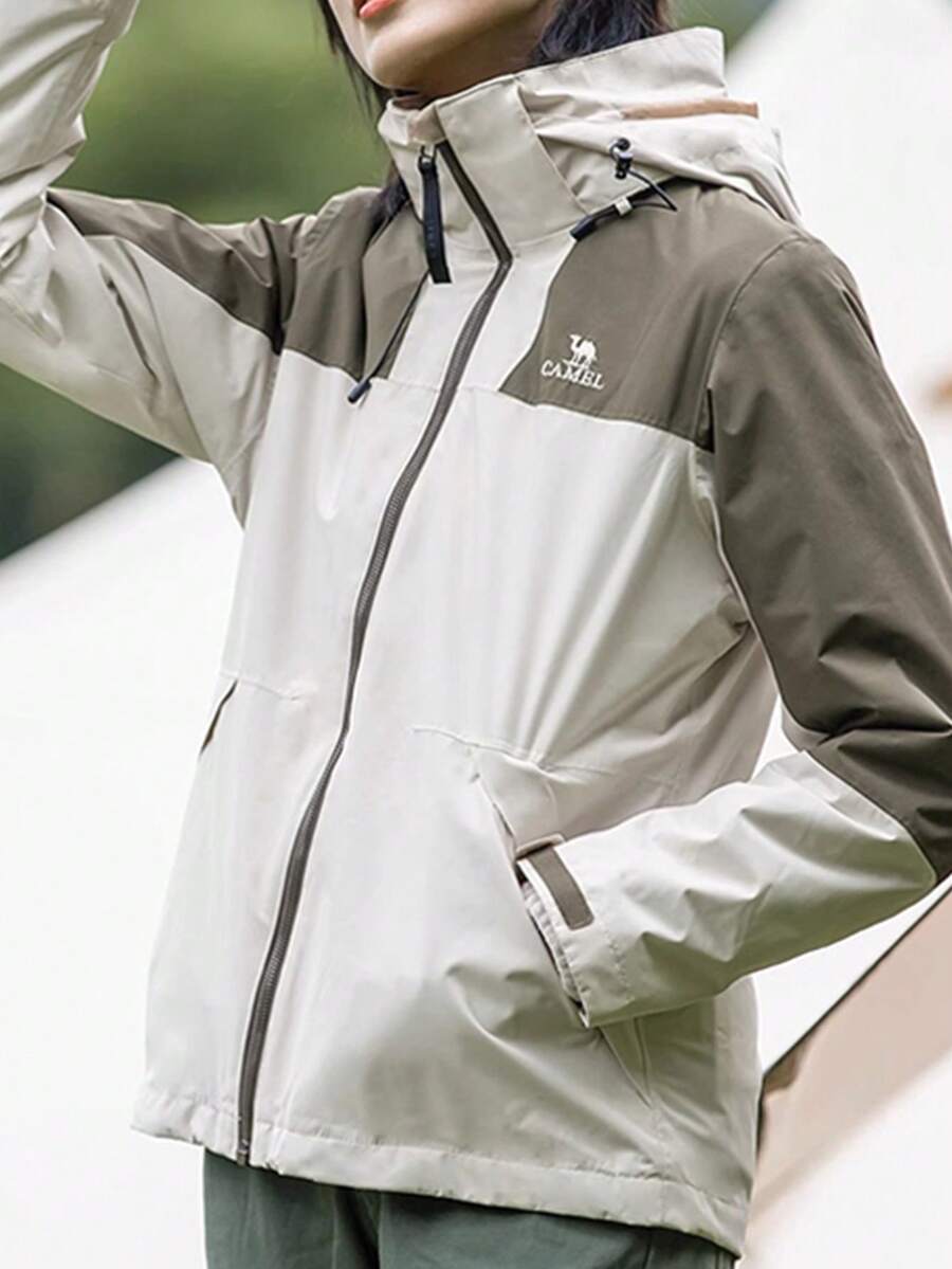 CAMEL CROWN Cold-Resistant Outdoor Women's Jacket Three-In-One Detachable Two Pieces Windproof And Waterproof Mountaineering Jacket - Oatmeal Gray Forest Green - View 1