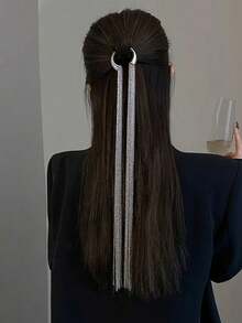 长流苏链条发饰，流行款式，金属环镀银，适合女性和女孩DIY佩戴，个性吸睛，派对/聚会/狂欢节/婚礼/准新娘等场合。