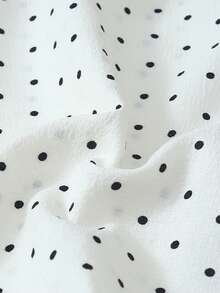 2 件女士波尔卡圆点睡衣套装，长袖纽扣领上衣和裤子，休闲睡衣家居服，适合秋冬，秋季服装 - 白色 - 查看 8