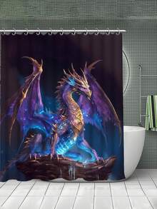 4pcs Purple Dragon Shower Curtain Sets With Rugs, Purple Dragon Bathroom Shower Curtain Set With Rugs, Toilet Lid Cover And Bath Mat, Modern Bathroom Decor With Bath Mats And 12 Plastic Hooks - Nhiều màu - Xem 8
