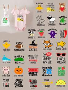 3/6/12/30/36 Sheets Baby Shower Decorations,Baby Iron On Patches For Clothes,Funny Shower Games Dtf Transfers Ready To Press Decorating Kit For DIY Crafts - Multicolor - View 3