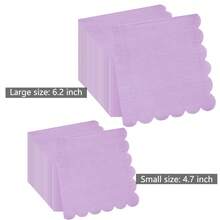 20 piezas/40 piezas/100 piezas Servilletas moradas con borde ondulado, servilletas de bebida y postre con forma floral y borde ondulado en color lila para decoración de cumpleaños, boda, fiesta de novia, aniversario, recepción y eventos - Morado - Ver 5
