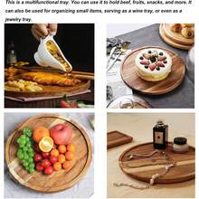 Wooden Plates 8/10/12 Inch Dinner Plates, Acacia Round Wood Plates, Unbreakable Classic Plates, Easy Cleaning & Lightweight For Dishes Snack, Dessert, Housewarming, Christmas Gift - 棕色 - 查看 10