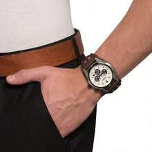 Fossil Coachman 计时码表男士休闲石英表 CH2890 皮革表带和白色圆形表盘手表适合日常佩戴，送给男士男朋友的生日礼物 - 白色 - 查看 7