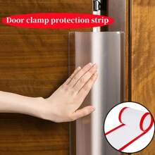 1.2m Long Door Jam Protector - Flexible Adhesive Waterproof Material For Safety, Suitable For Glass And Large Metal Doors, Red & White Plastic, Effectively Fills Gaps, Door Insulation Tape