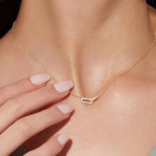 Gold Pendant Necklace For Women, Dainty Diamond Necklaces For Women Simple 14K Gold Plated Paperclip Choker Necklaces Cute Minimalist Open Oval Necklaces Gold Jewelry For Women Gifts - 金色+迴紋針金色 - 查看 5