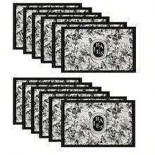 1/4/6/8/12 件亚麻复古印花可洗餐桌垫，室内/室外餐桌保护垫，适用于节日派对、厨房 - MCD090 - 查看 23