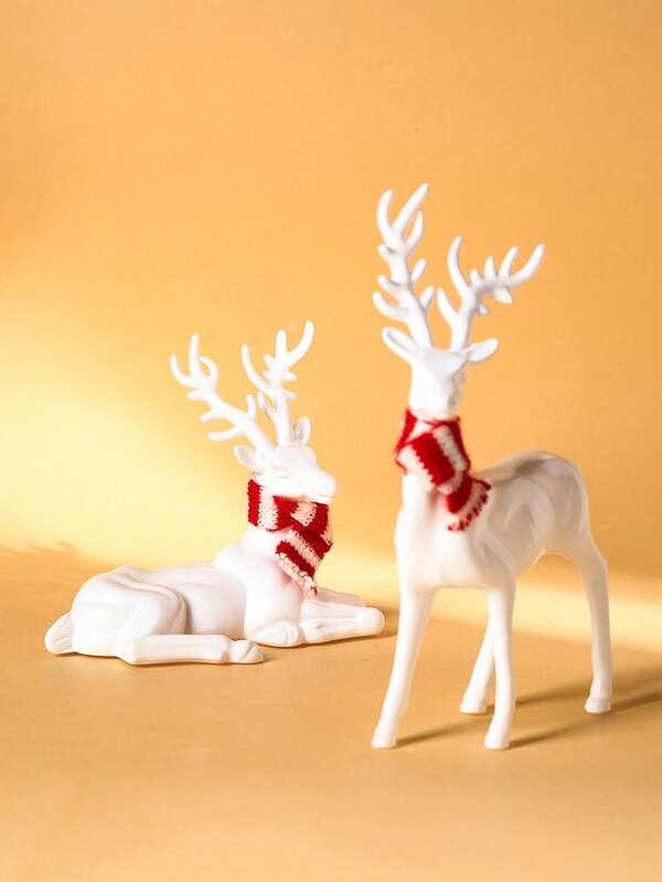 2 piezas o 1 pieza Nuevo adorno navideño de renos blancos brillantes, adorno colgante de renos de acrílico transparente, pieza decorativa de renos de acrílico cristal, regalo de Navidad