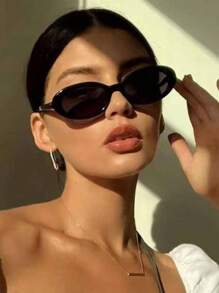 2 件女士时尚眼镜个性化女士海滩度假派对时尚眼镜街头摄影优雅服装配饰眼镜适合夏季海滩度假、户外、旅行 - 黑灰 豆花茶片 - 查看 8