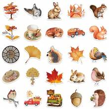 50Pcs Fall Stickers Autumn Leaf Stickers Fall Party Favors Seasonal Stickers Fall Decor Forest Stickers Animal Plant Aesthetic Stickers Scrapbook Stickers Bulk Stickers Holiday Decoration Vinyl Waterproof Stickers For Water Bottle,Computer,Laptop,Phone,Luggage,Notebook,Fridge