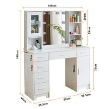 Modern Dressing Table With LED Lighted Mirror & Cabinet Vanity Makeup Desk White - White - View 7