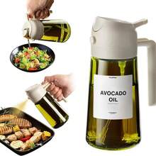 1PCS Barbecue Sprayer, Spray Bottle, Premium Olive Oil Sprayer Oil Pot, Light Resistant 2-In-1 Premium Glass Bottle Body, Can Spray Or Pour, Suitable For Barbecue, Kitchen, Outdoor, Label Stickers, Multiple Color Choices - trắng - Xem 1
