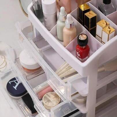 Transparent Drawer Multi-Layer Cosmetic Storage Box Sorting Shelf Makeup Jewelry Nail Polish Container Desktop Sundries