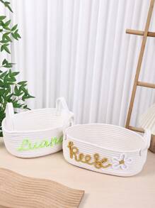 Cesto di immagazzinaggio intrecciato personalizzato su misura, fatto a mano, per giocattoli per bambini, cesto per il bucato, design carino per bambini, regalo per le feste, contenitore per la stanza del bambino, organizer per cosmetici e trucchi, multifunzionale, anti-muffa, decorativo, riutilizzabile, elegante, di alta qualità, colorato, moderno, personalizzato, unico, regalo ideale per lui, regalo ideale per lei