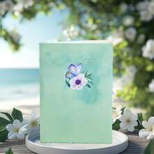 1 张紫色蝴蝶和花月亮 3D 贺卡 - 适合生日、周年纪念日、母亲节、感恩节、教师节和婚礼、学校用品、返校