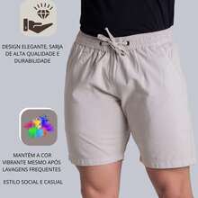 Kit 4 Shorts Sarja Mauricinho Men's Quality Bermuda Denim Men's Beachwear - 黑色/米色/海軍藍/粉紅色 - 查看 8