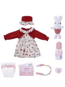 Brastoy Silicone Reborn Baby Doll Realistic 55cm Clothes Set Bottle Pacifier Plush - Màu Hồng baby - Xem 3