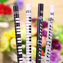 10 Pcs Interesting Wooden HB Pencils, Piano And Musical Note Pattern Round Barrels, Pencils As Prizes, Music Stationery Pencils, Creative Student Pencils, Piano Pencils HB Amusing Birthday Party Gifts, Classroom Rewards, Filler For Gift Bags, Teacher Educational Supplies,Back To School - Multicolor - View 3