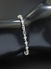 1pc Stainless Steel Zirconia Tennis Bracelet, Unique Design For Daily Wear, Men - Full Diamond Bracelet - View 6