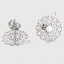 10 piezas de pendientes con forma de flor y corazón redondo de acero inoxidable con respaldos, adecuados para hacer joyas y accesorios de pendientes DIY - pendientes - Ver 9