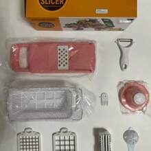 1pc Vegetable Chopper, Multifunctional Fruit Slicer, Handle Food Grater, Vegetable Slicer, Cutter With Container, Onion Mincer Chopper With Multiple Interchangeable Blades, Household Potato Shredder, Kitchen Stuff, Kitchen Gadgets