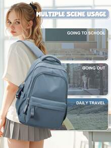 Multi-Compartment Backpack/Schoolbag, Casual Black Backpack For Men, Travel Backpack, Laptop Backpack, Computer Bag, Sports Backpack, Daily Backpack, Commuter Bag, With Laptop Compartment, Suitable For Men, Boys, High School Students, College Students, Perfect For Back To School Season, Middle School, University, Business Travel, Outdoor Hiking, Travel, Camping, Also A Great Gift For College Freshmen, Boyfriends - Royal Blue - View 5