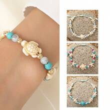 1 件海龟和海星串珠手链，适合夏季海滩度假装