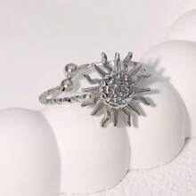 1pc Fashion Delicate 18K Gold Plated Stainless Steel Sun Shaped Open Ring, Non-Fading, Suitable For Date, Gift And Daily Wear - As Shown - View 14