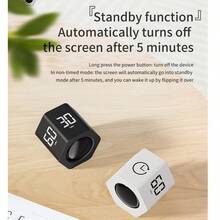 1pc Rechargeable 500mAh Kitchen/Study/Game Timer, 1/5/10/30/60min Hexagon Desk Flip Rotary Loop Productivity Timer Cube Big Screen Countdown Visual Pomodoro Timer, , A Great Gift