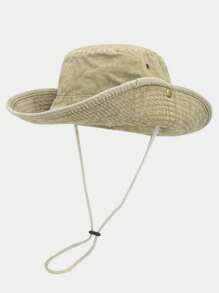 1 件纯色宽边渔夫帽，休闲运动太阳帽，可调节，户外运动礼物（帽顶随机缝制）