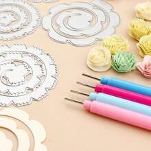 Bộ 9 khuôn cắt kim loại, khuôn cắt hình hoa các loại, dụng cụ thủ công làm thiệp giấy DIY để cắt, dập nổi, dự án trang trí nhà cửa, làm bằng thép cacbon - Bạc - Xem 6