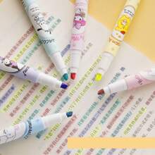 6pcs Sanrio Neon Highlighter Set, Multi-Color Neon Highlighter Pens With Hello Kitty & Friends Print, Soft Tip, Multi-Purpose Marker Pens, Note Taking And Highlighting, Back To School - Multicolor - View 5