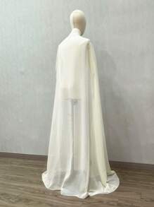 1pc Long Chiffon Bridal Cloak, Versatile Poncho Cape For Cosplay, 150cm Length