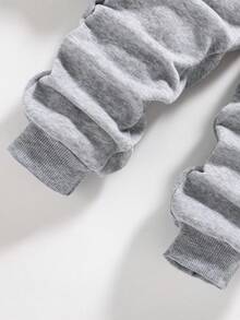 Toddler Bear Print Warm Crew Neck Sweatshirt And Pants Set