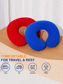 1pc Travel Pillow Neck Pillow Airplane Pillow Travel Car Home Office Travel Neck Flight Pillow Snap Button With Soft Cover, U Shaped Neck Pillow Portable Student Adult Pillow Pad, Supports Neck And Protects Cervical Vertebrae While Studying Or Riding In Car, Office Or Other Travel - Multicolor - View 6